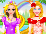 Vista a Barbie e a Princesa Rapunzel