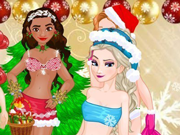 Elsa, Ariel, Moana e Rapunzel na Passarela do Natal