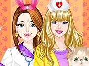 Barbie e Ellie Maquiagem de Veterinária