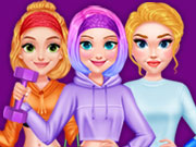 Cinderela, Rapunzel e Anna treinam na Academia