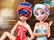 Na Sauna com a Ladybug e a Elsa